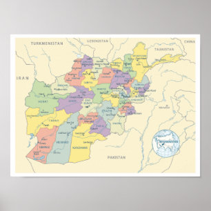 Detailed Map of Afghanistan Regions Poster