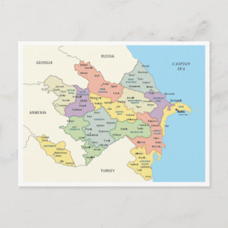 Detailed map of Azerbaijan Regions Postcard