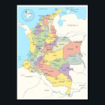 Detailed Map of Colombia Poster<br><div class="desc">Detailed Map of Colombia</div>