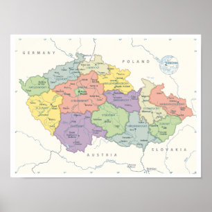 Detailed map of Czech Republic Poster