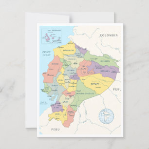 Detailed map of Ecuador Postcard