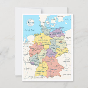 Detailed map of Germany Postcard