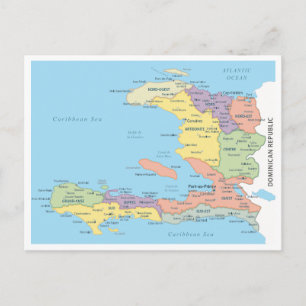 Detailed map of Haiti Regions Postcard