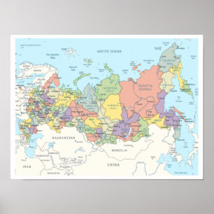 Detailed Map of Russia Poster