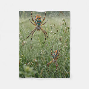 Detailed Natural Spider In Green Forest Fleece Bla Blanket