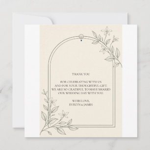 Detailed Olive Botanical Wedding Thank You Card