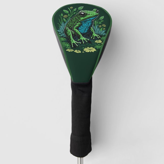 Detailed Pond Frog Golf Head Cover (Front)