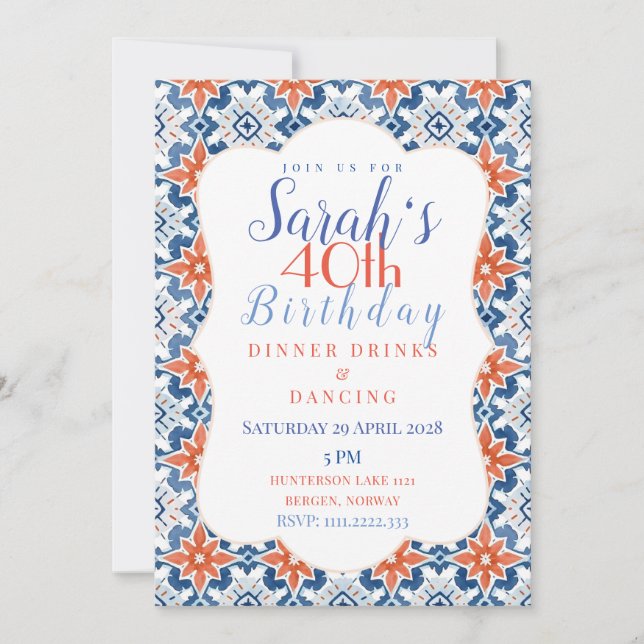 Detailed Pretty Tile Design Invitation (Front)