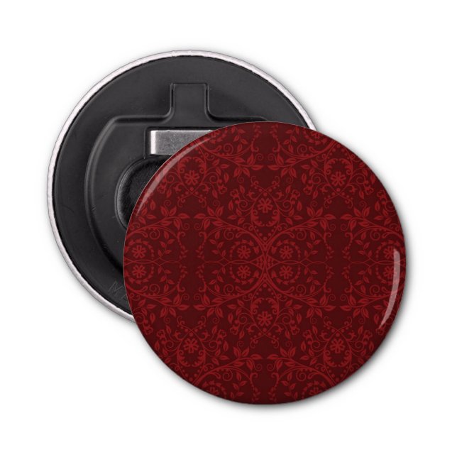 Detailed Red Floral Wallpaper Bottle Opener (Front)