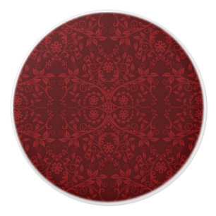 Detailed Red Floral Wallpaper Ceramic Knob