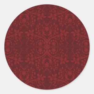 Detailed Red Floral Wallpaper Classic Round Sticker