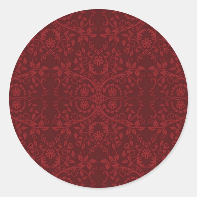 Detailed Red Floral Wallpaper Classic Round Sticker (Front)