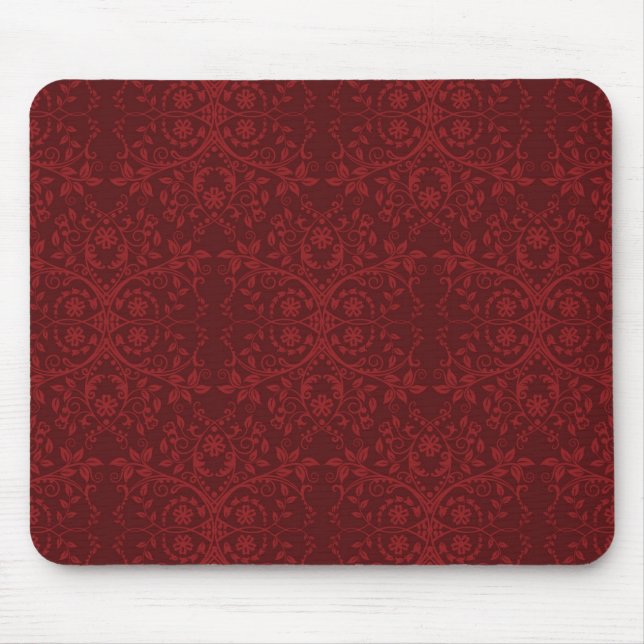 Detailed Red Floral Wallpaper Mouse Mat (Front)