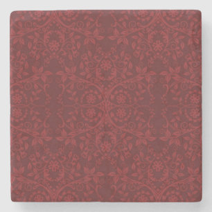 Detailed Red Floral Wallpaper Stone Coaster