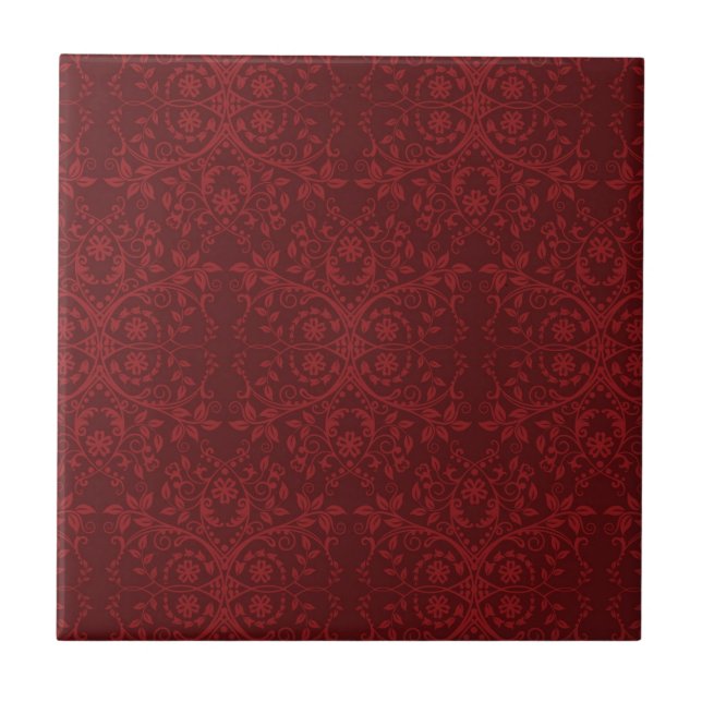 Detailed Red Floral Wallpaper Tile (Front)