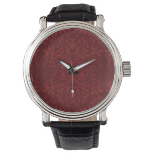 Detailed Red Floral Wallpaper Watch