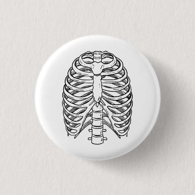 Detailed Rib Cage Anatomy Line Art 3 Cm Round Badge (Front)