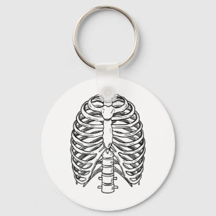 Detailed Rib Cage Anatomy Line Art Key Ring