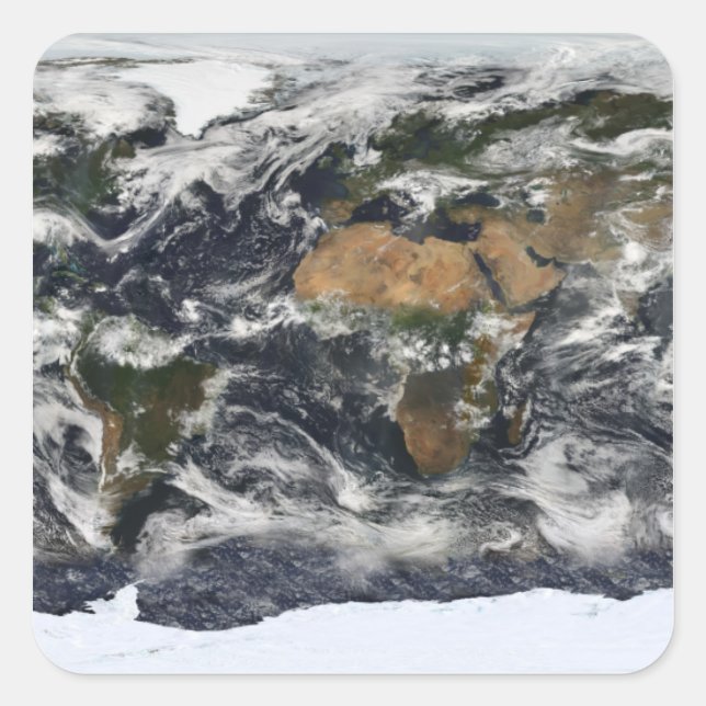 Detailed satellite view of Earth Square Sticker (Front)