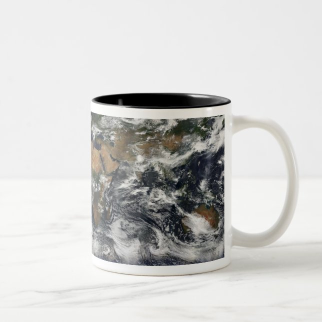 Detailed satellite view of Earth Two-Tone Coffee Mug (Right)