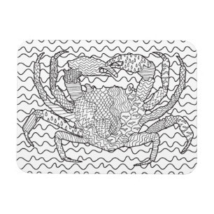 Detailed Sea Crab Doodle Magnet