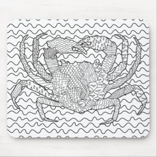 Detailed Sea Crab Doodle Mouse Mat