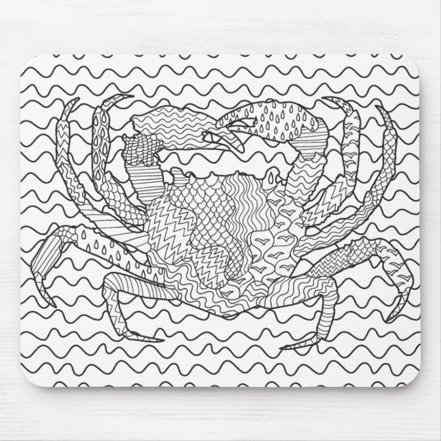 Detailed Sea Crab Doodle Mouse Mat (Front)
