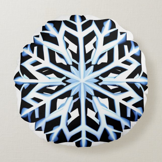 Detailed Snowflake Ornament Round Cushion (Front)