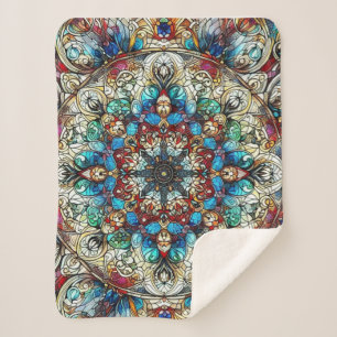 Detailed Stain Glass Design Sherpa Blanket
