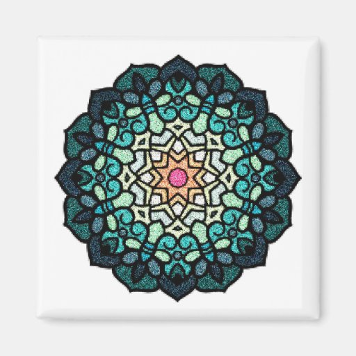 Image of Detailed Stained Glass Rose Flower in Traditional Magnet