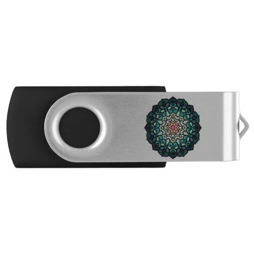 Image of Detailed Stained Glass Rose Flower in Traditional Usb Flash Drive