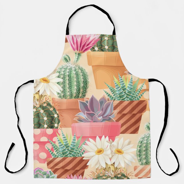 Detailed succulent, cactus seamless pattern. apron (Front)