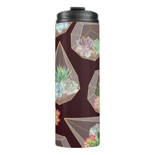 Detailed Succulent Cactus Seamless Pattern Thermal Tumbler