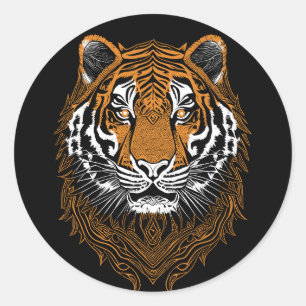 Detailed Tiger Face Classic Round Sticker