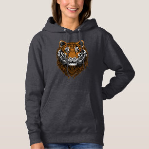 Detailed Tiger Face Hoodie