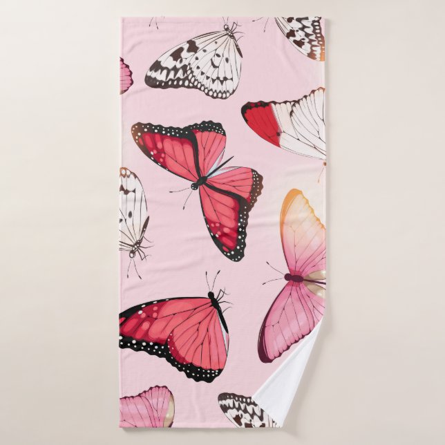 Detailed Tropical Butterfly: Vintage Pattern Bath Towel (Bath Towel)