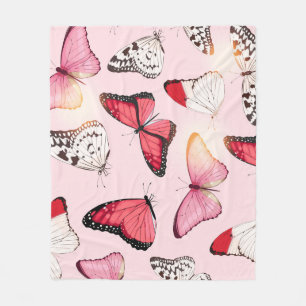 Detailed Tropical Butterfly: Vintage Pattern Fleece Blanket