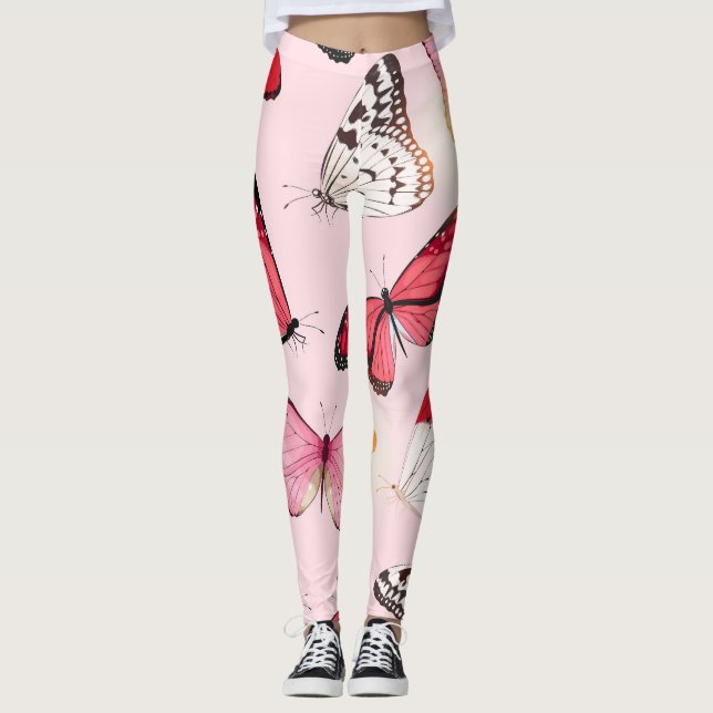 Detailed Tropical Butterfly: Vintage Pattern Leggings (Front)