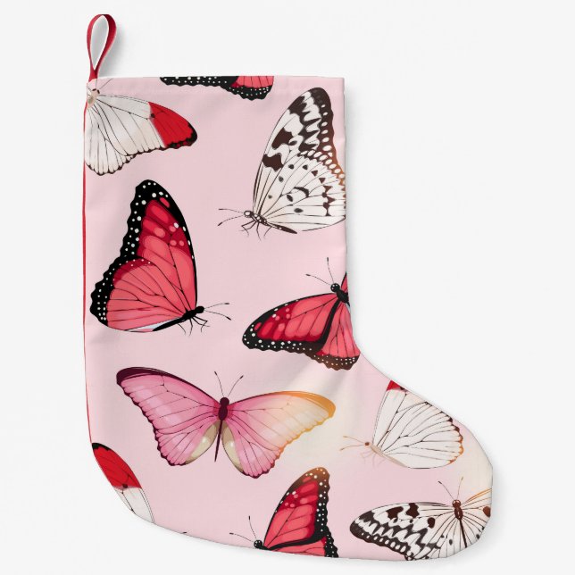 Detailed Tropical Butterfly: Vintage Pattern Small Christmas Stocking (Front)
