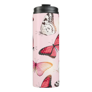 Detailed Tropical Butterfly: Vintage Pattern Thermal Tumbler