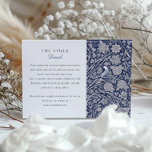 Detailed Victorian Love Birds Wedding Information Enclosure Card