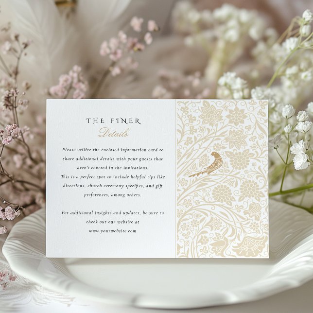 Detailed Victorian Love Birds Wedding Information  Enclosure Card (Creator Uploaded)