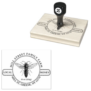 DETAILED VINTAGE QUEEN BEE ILLUSTRATION HONEY RUBBER STAMP