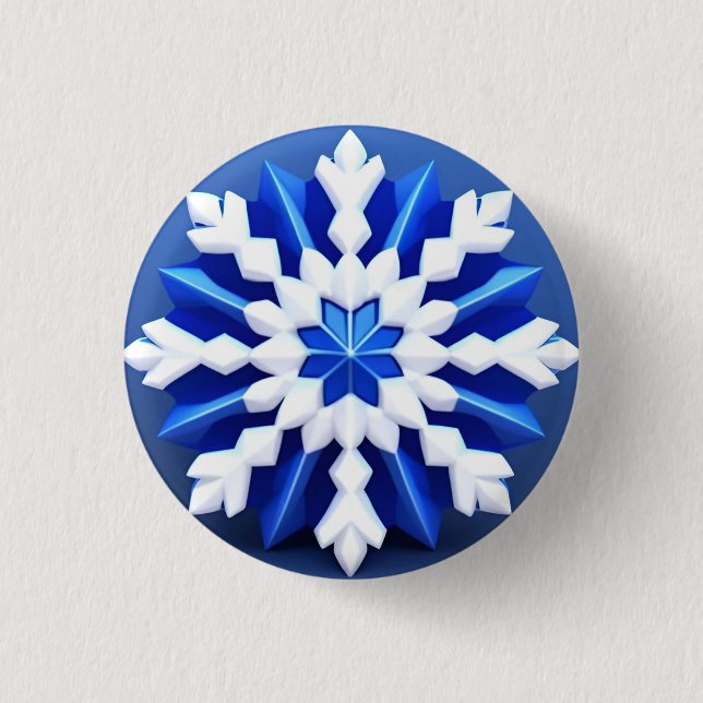 Detailed White Snowflake Design 3 Cm Round Badge (Front)