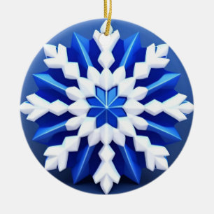 Detailed White Snowflake Design Ceramic Tree Decoration
