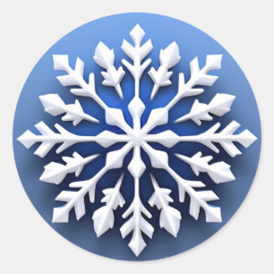 Detailed White Snowflake Design Classic Round Sticker
