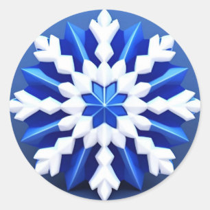 Detailed White Snowflake Design Classic Round Sticker