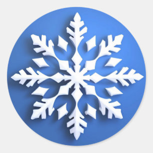 Detailed White Snowflake Design Classic Round Sticker