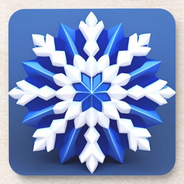 Detailed White Snowflake Design Coaster (Front)