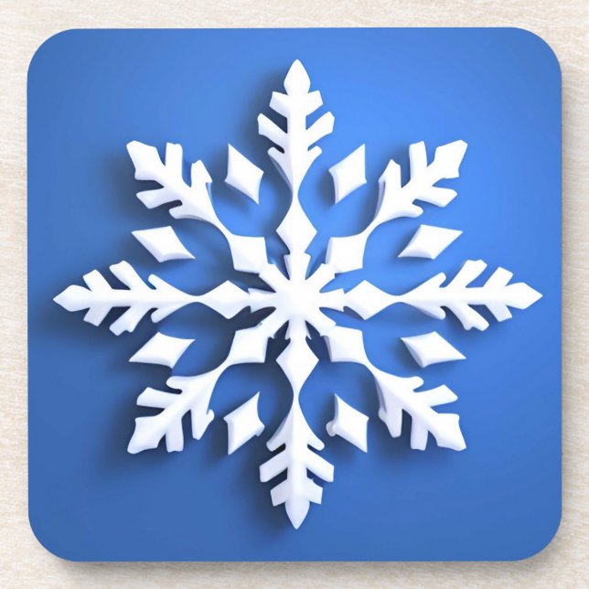 Detailed White Snowflake Design Coaster (Front)